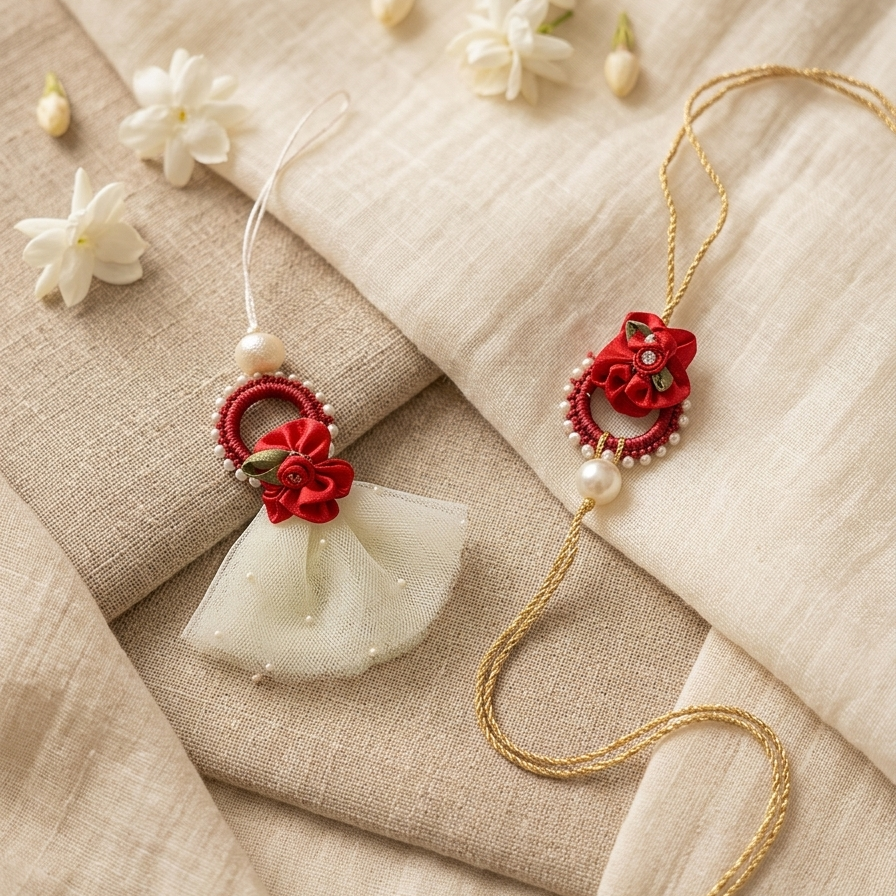 LAAL SWIRLS RAKHI LUMBA SET