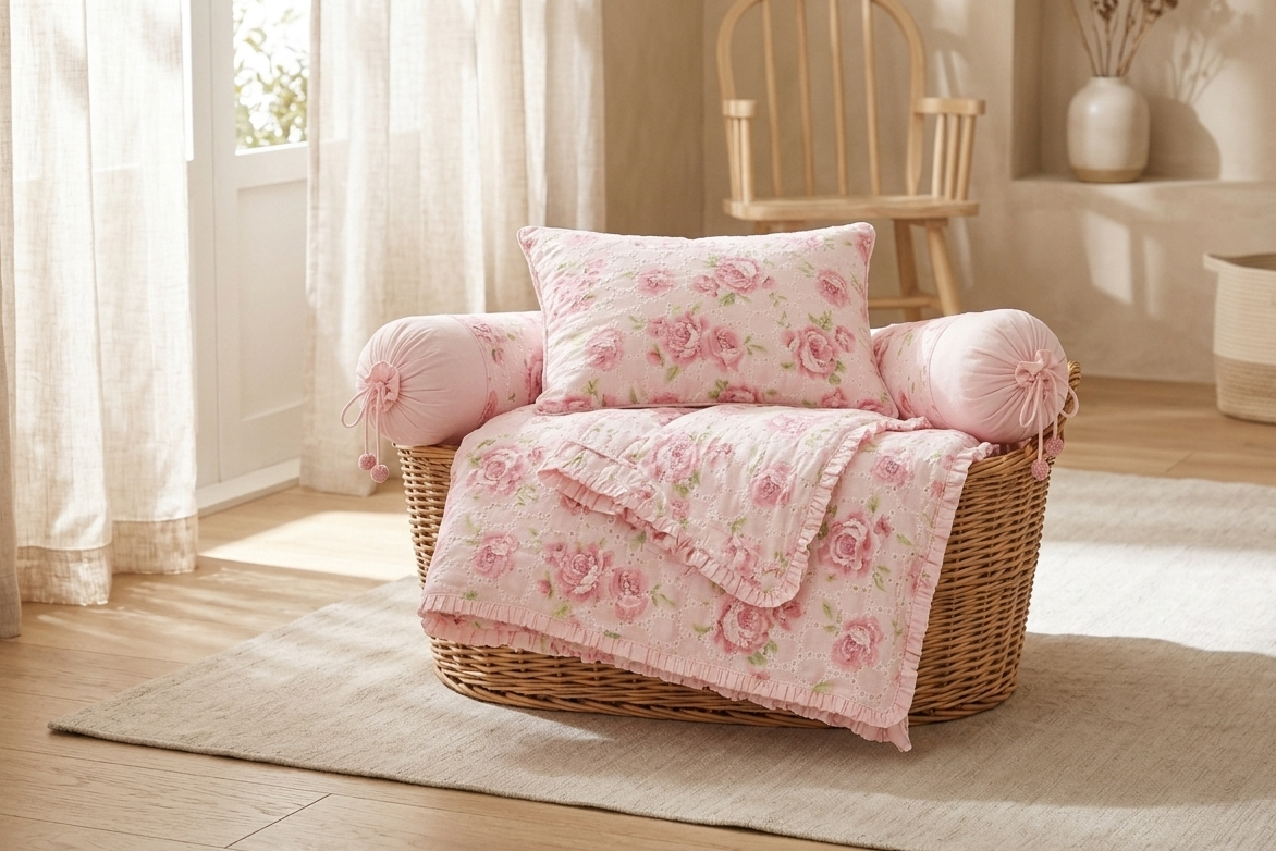 PINK FLORA HAKOBA RAJAI SET