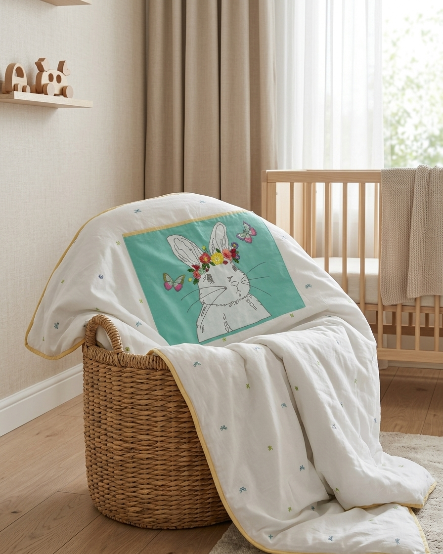 WHIMSY BUNNY ON DAYDREAM FLUTTER RAJAI SET